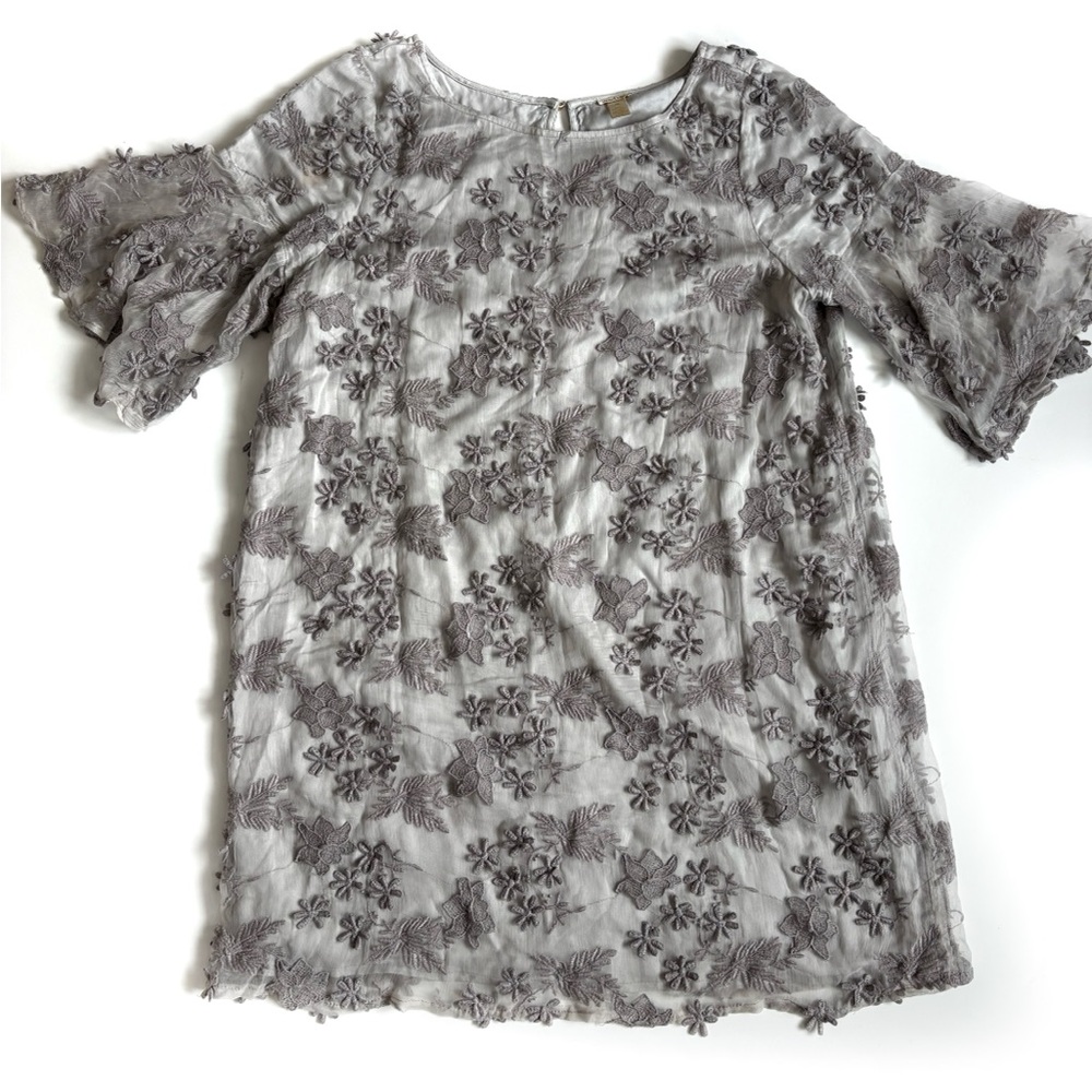 Sundance Taupe Embroidered Floral Shift Dress